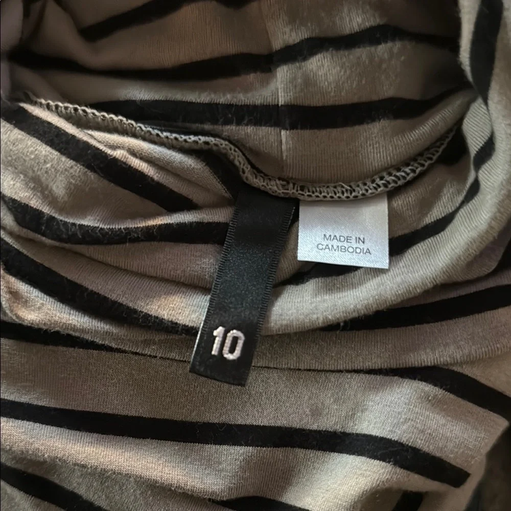 Divided Monochrome Striped Turtleneck Dress